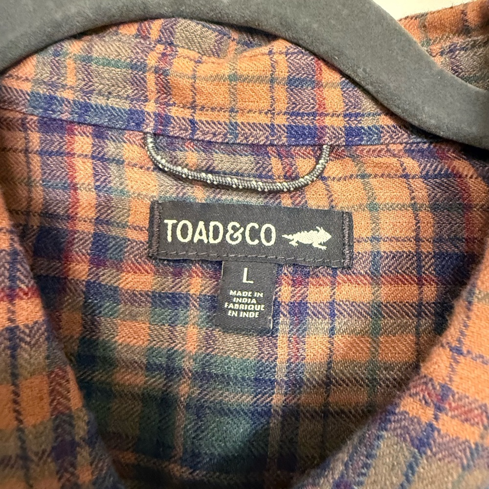 Toad&Co Orange and Blue Plaid Shirt - Picture 3 of 10